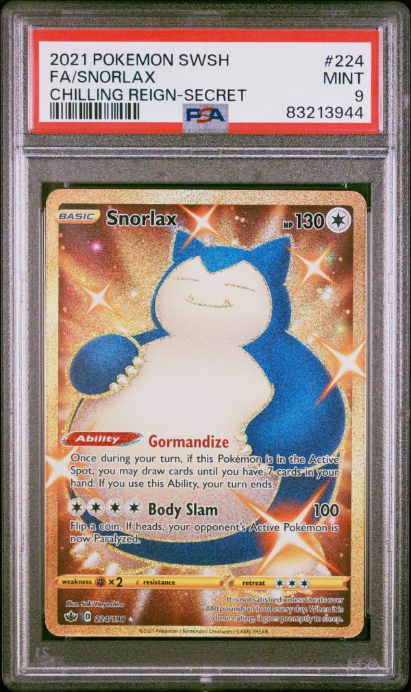 Snorlax 224 198 Chilling Reign Secret Rare PSA 9 83213944 Online Sale