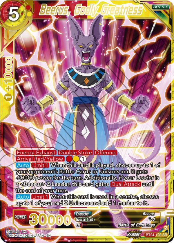 Beerus, Godly Greatness (BT24-128) [Beyond Generations] Sale