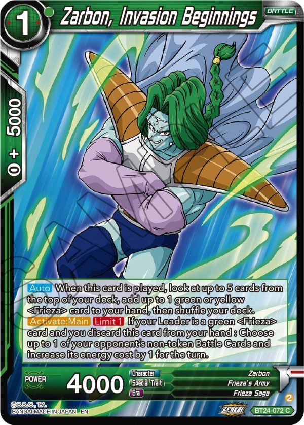 Zarbon, Invasion Beginnings (BT24-072) [Beyond Generations] Hot on Sale