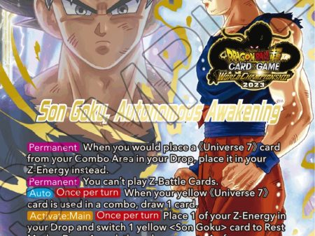 SSB Son Goku    Son Goku, Autonomous Awakening (2023 Worlds ZENKAI 06 Leader Set) (BT23-099) [Tournament Promotion Cards] Online Sale