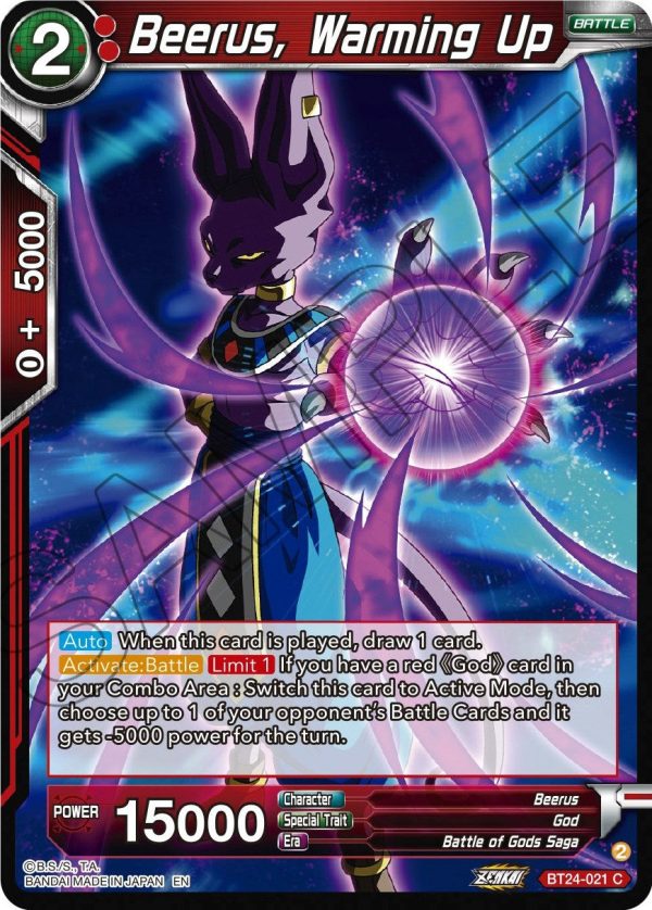 Beerus, Warming Up (BT24-021) [Beyond Generations] Cheap