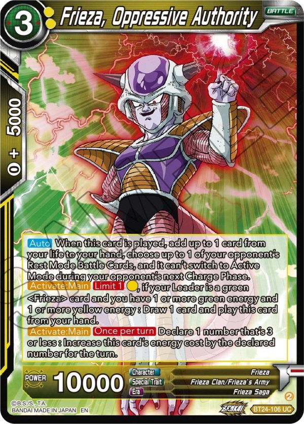 Frieza, Oppressive Authority (BT24-106) [Beyond Generations] Online