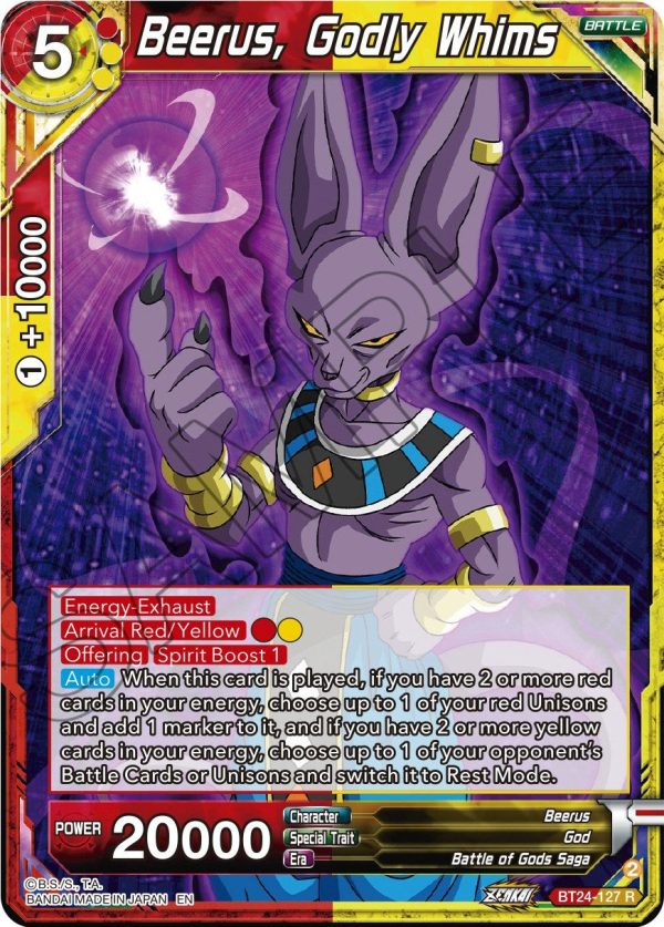 Beerus, Godly Whims (BT24-127) [Beyond Generations] For Discount