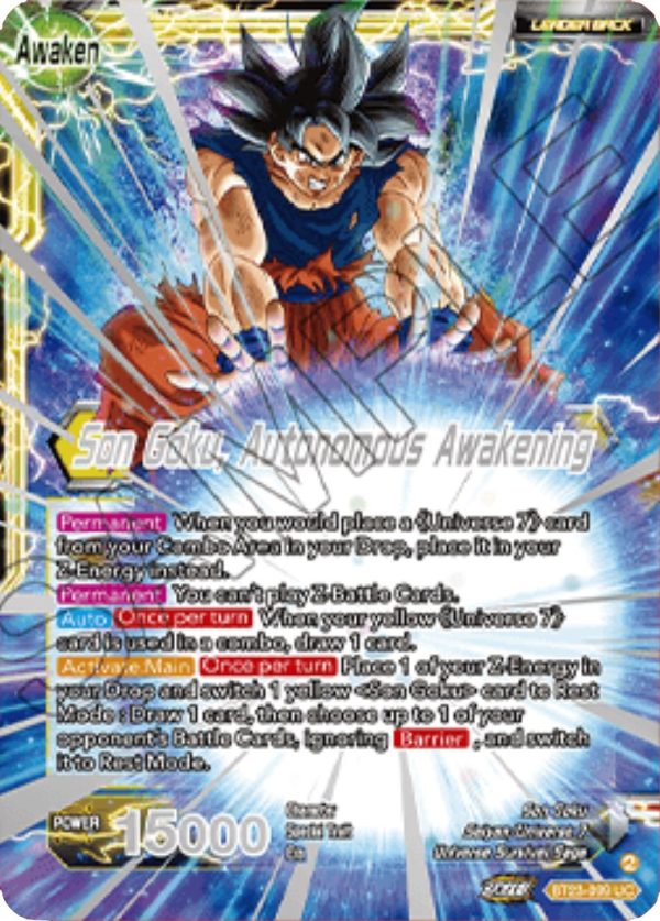 SSB Son Goku    Son Goku, Autonomous Awakening (2023 Championship Finals) (BT23-099) [Tournament Promotion Cards] Hot on Sale