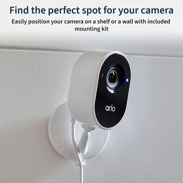 Arlo Essential 1080p Night Vision, 2 Way Audio Wired Indoor Camera, White - Certified Refurbished Discount